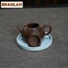 190ml Antique Yixing Purple Clay Teapots Handmade Stone Scoop Pot Raw Ore Purple Mud Kettle With Infuser Zisha Tea Set Drinkware