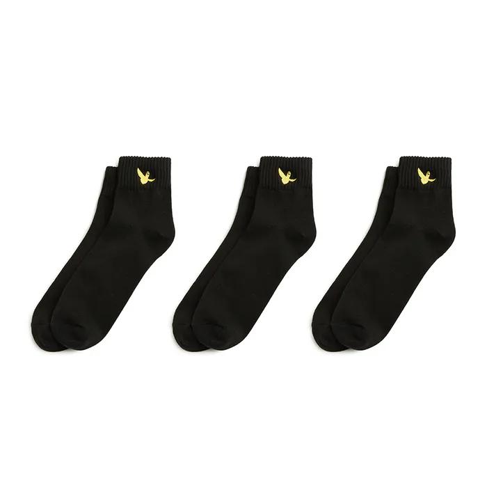 Angel Wappen Ankle Socks 3-Pack - BLACK