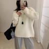 Soft waxy hairy casual versatile pullover sweater women's autumn and winter new round neck loose warm knitted top