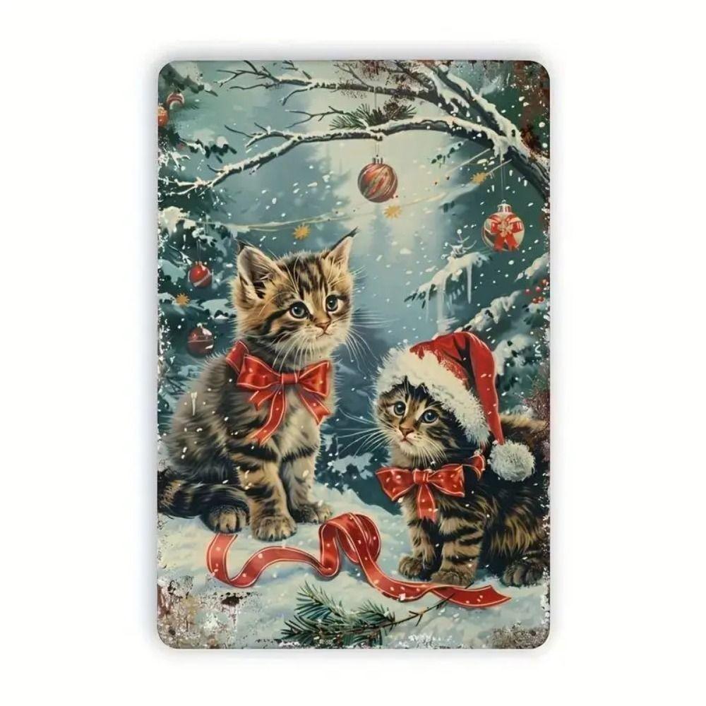 Vintage Christmas Metal Tin Sign Home Festive Wall Decor