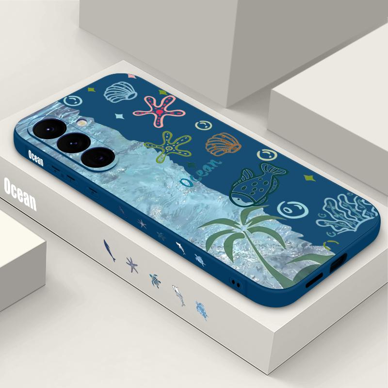 Shark Ocean Fish Print Case For Samsung Galaxy S26 S25 Ultra S24 S23 S22 Plus S21 FE A15 A16 A17 A35 A36 A54 A55 A56 5G Soft Cover