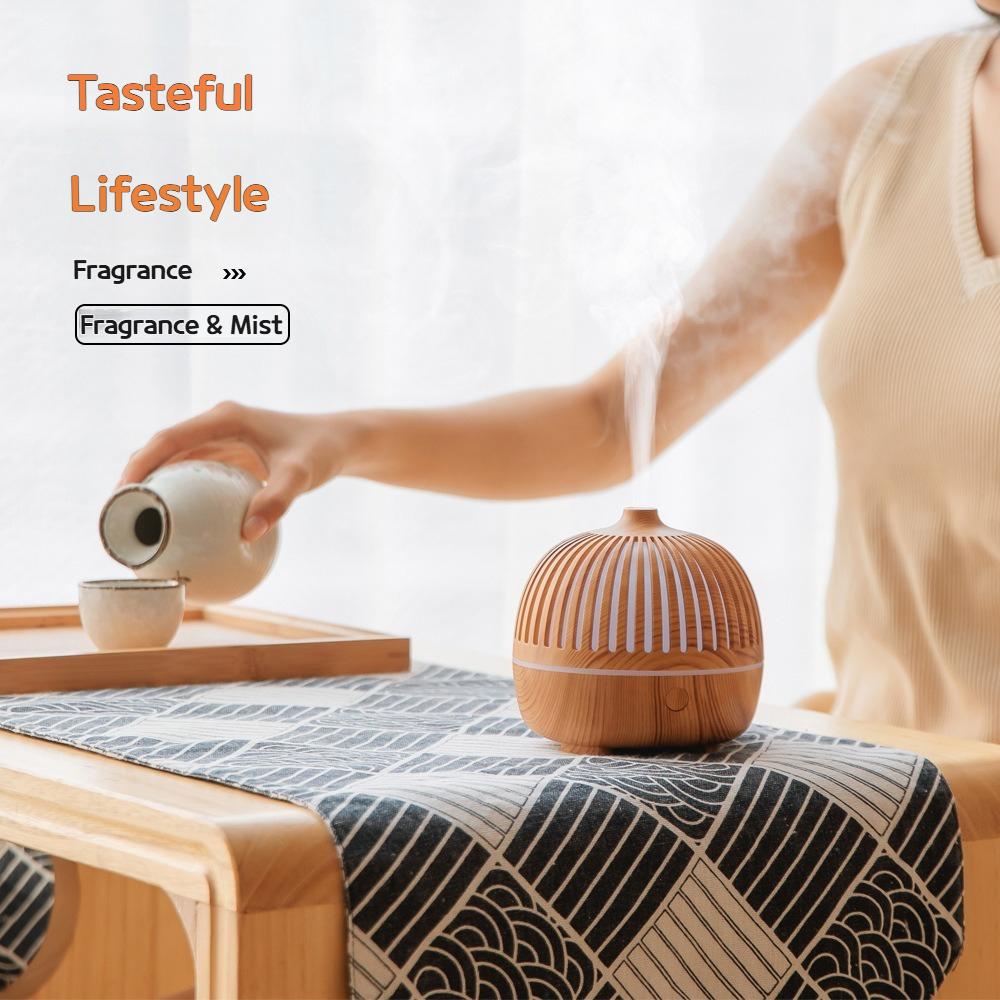 Wood Grain Aroma Diffuser Ultrasonic Humidifier Ancient Charm Essential Oil Fragrance Machine for Bedroom Household