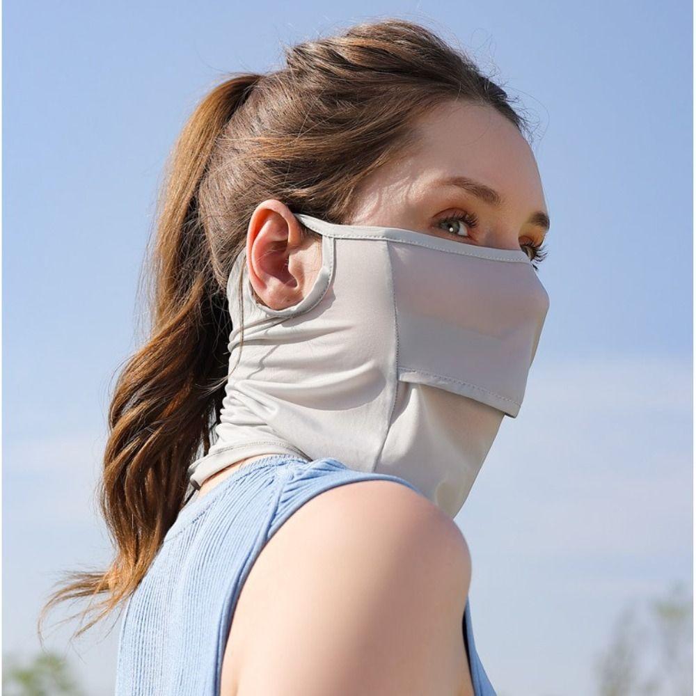 Summer Uv Protect Sun Proof Face Scarf Neckline Mask Ice Silk Bib Face Mask
