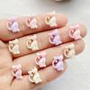 50pcs Colorful Resin Mini Cute Cartoon Heart Shaped Cat Head Nail Art Flat Back Figurines Scrapbook DIY Jewelry Decor Crafts