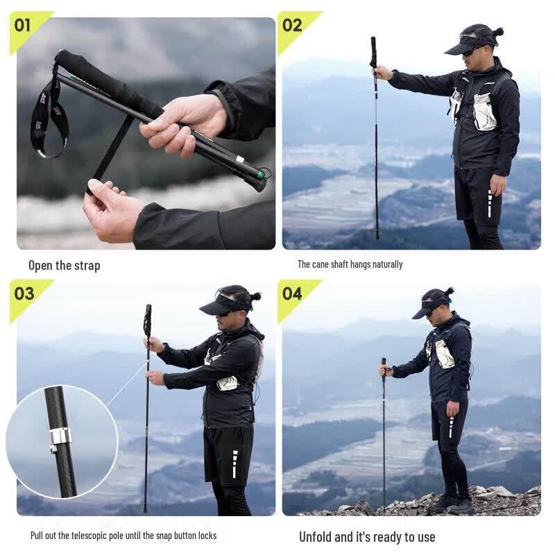 Beishanlang Ultralight 3K Carbon Fiber Foldable Trekking Pole