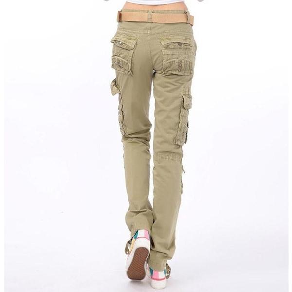 JMSHOP Women's Cotton Cargo Pants Leisure Trousers More Pocket Pants Causal Pants
