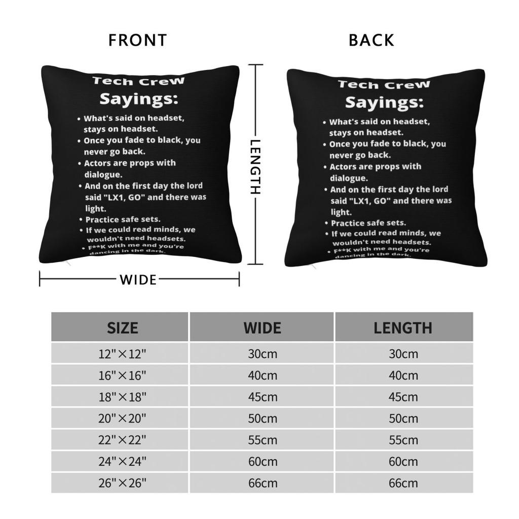 Theatre Tech Crew Sayings Square Pillowcase Polyester Linen Velvet Pattern Zip Decor Throw Pillow Case Bed Cushion Cover 45X45