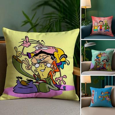 Funda de almohada E-Ed Edd N Eddy Funda de almohada antiácaros Cremallera invisible sedosa Funda de cojín para sofá