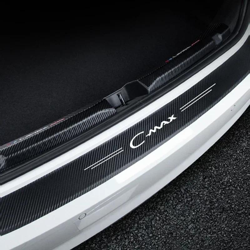 New Carbon Fiber Car Door Sill Sticker Threshold Side Anti Scratch Sticker For Ford C-MAX Logo Waterproof Decal Car Accessories