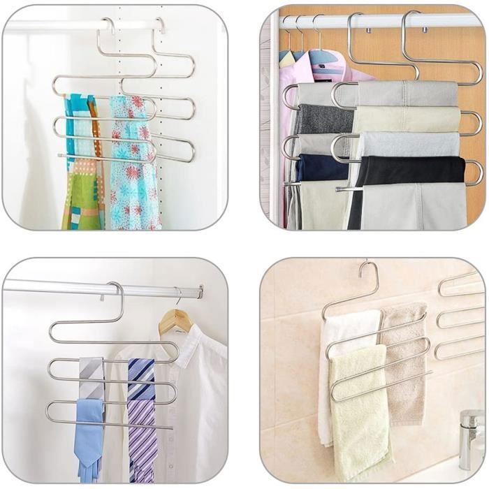 CINTRE POUR DRESSING AIDBUCKS Cintre Pantalon 6Clips sont Fournis SType Cintres Antiderapant Pantalons MultiUsages Portemanteau 248