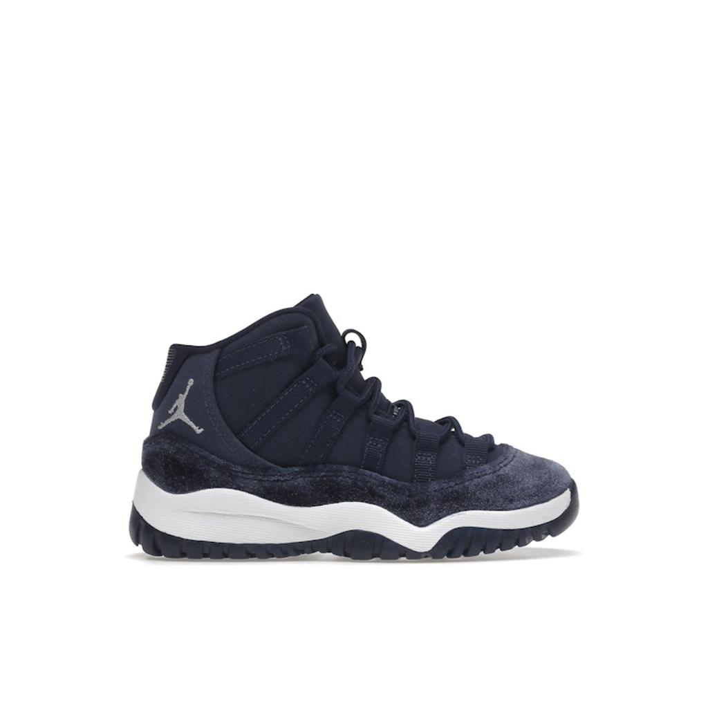 Air Jordan 11 Retro PS Midnight Navy Velvet Kids Sneakers Blue Metallic-Silver White DO3857-441