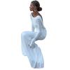 Neues elegantes und sexy rückenfreies langes Kleid, figurbetontes langärmeliges Kleid für Damen