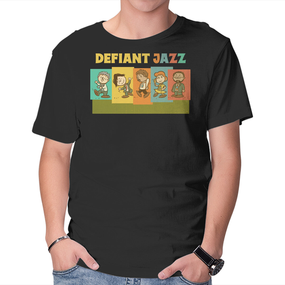 Unisex Crew Neck T-Shirt Defiant Jazz Graphic Short Sleeve Casual Tee M