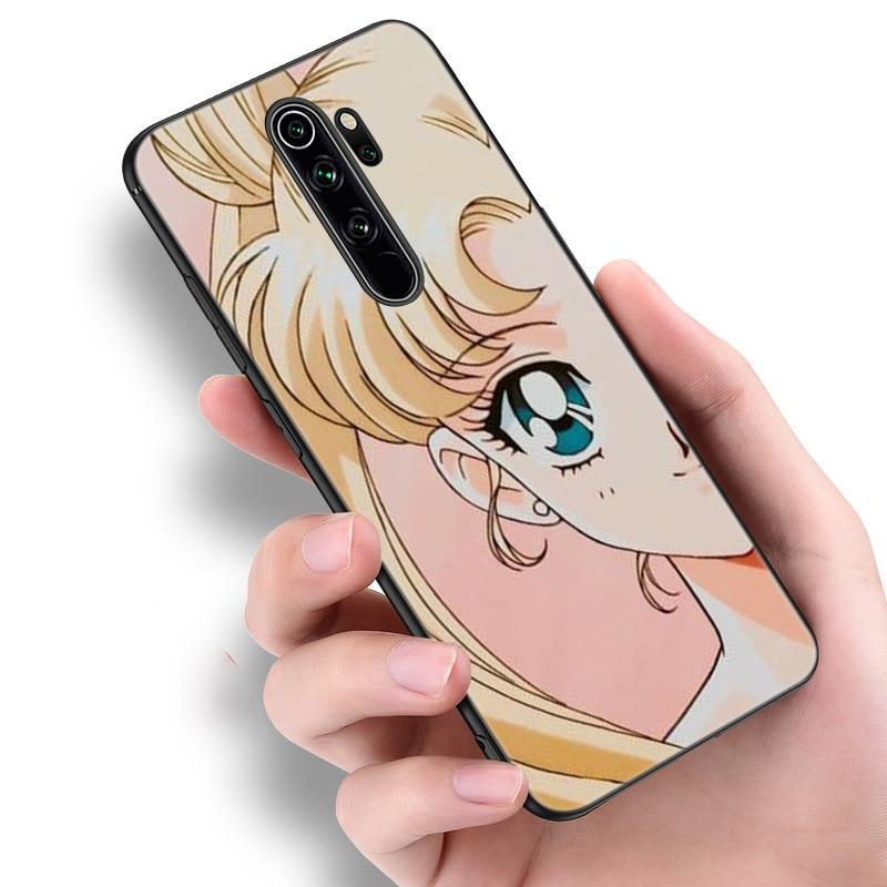 Japan Anime Moon Cartoon Cat Silicone Phone Case For Xiaomi Redmi Note 11 10 9 8 Pro 11T 10T 10S 9S 8T 9 9A 9C 9T Black Cover