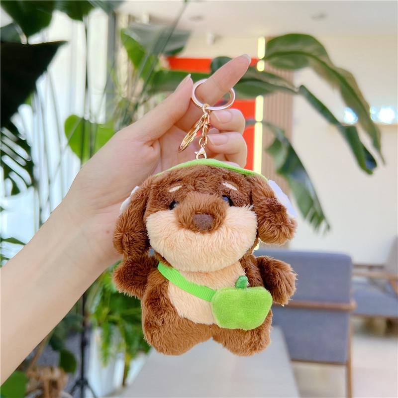 

Cute Dachshund Dog Plush Doll Keychain Bag Pendant Accessories Plush Doll Street Stall Doll Gift Toys green satchel