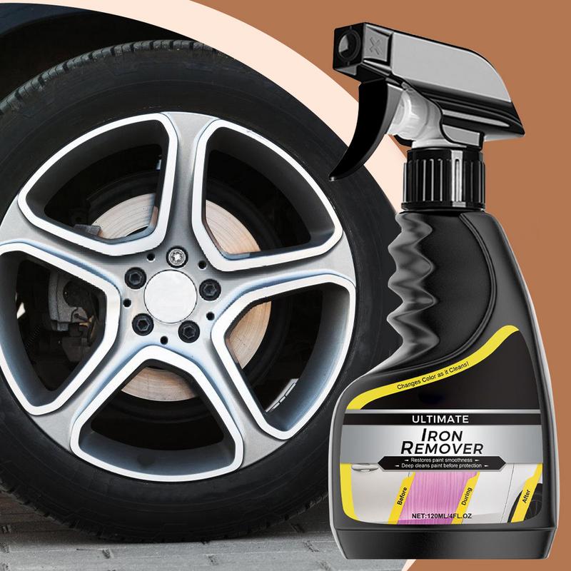 

Iron Powder Remover Multifunctional Wheel Cleaner 120ml Portable Vehicle Detailing Supplies Iron Prevention Cleaning Spray 120ml