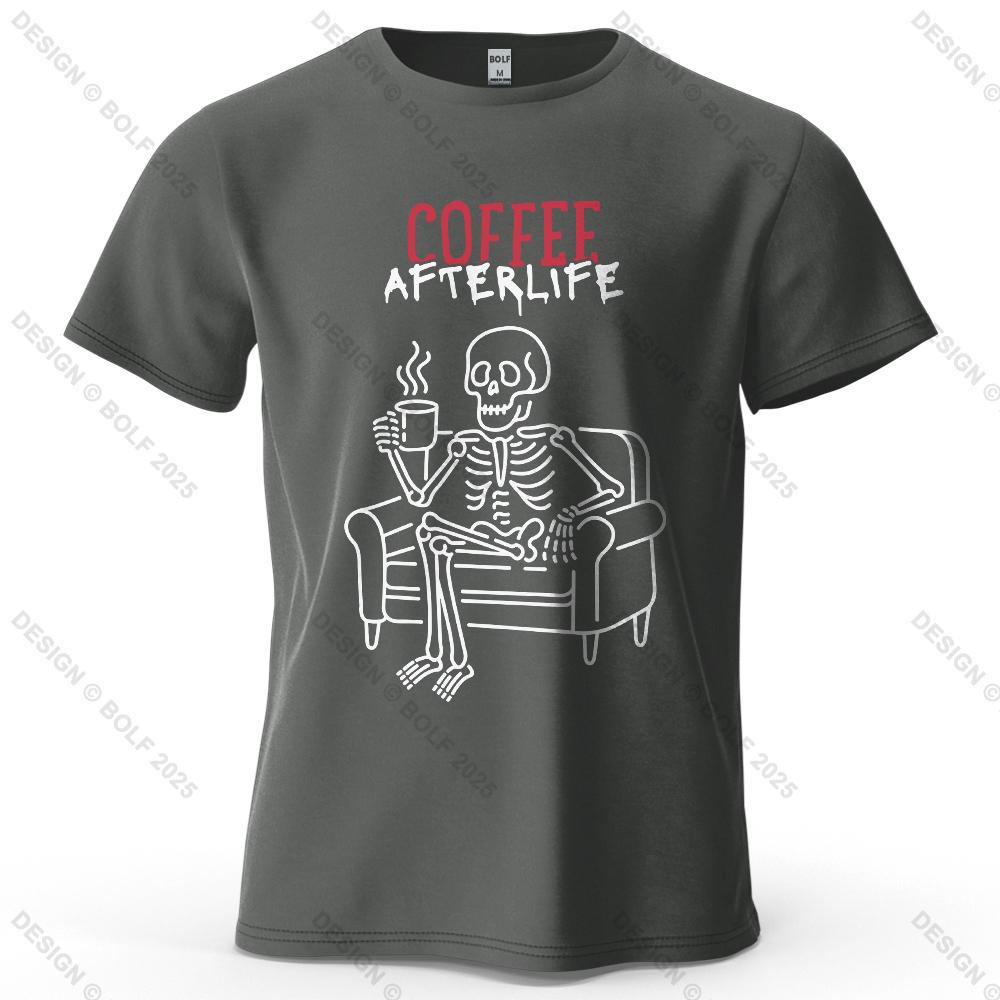 Coffee Afterlife Humorous Printed Men's T-Shirt 100% Cotton Oversized Relaxed Graphic Tees for Women Tops Tees Casual Streetwear