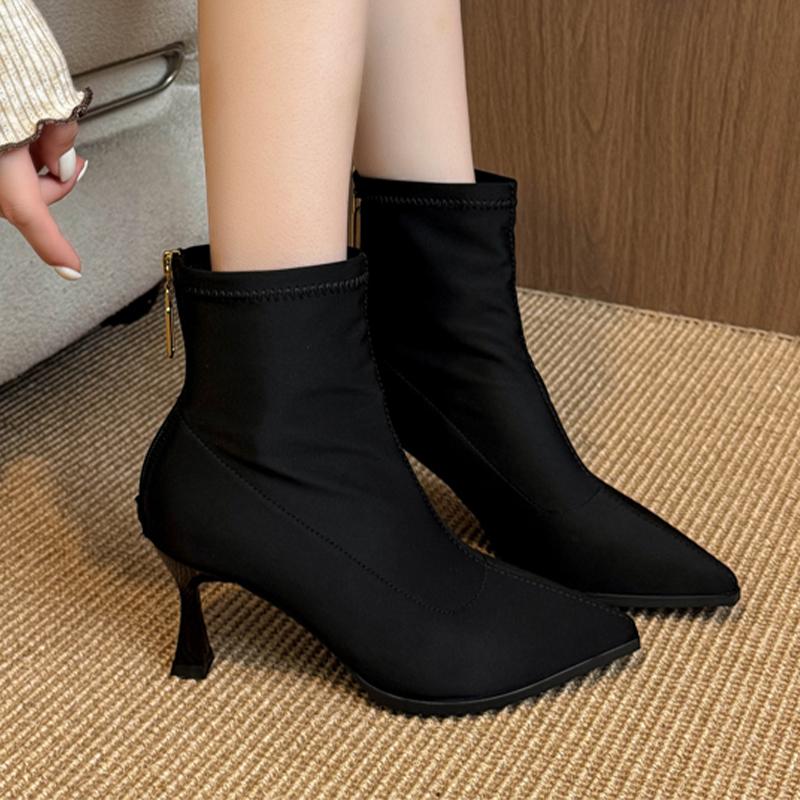 

Pointed Toe Women Ankle Boots High Heels Sexy Shoes Designer Luxury Pumps 2025 Winter Dress Party Chelsea Botas Mujer 40