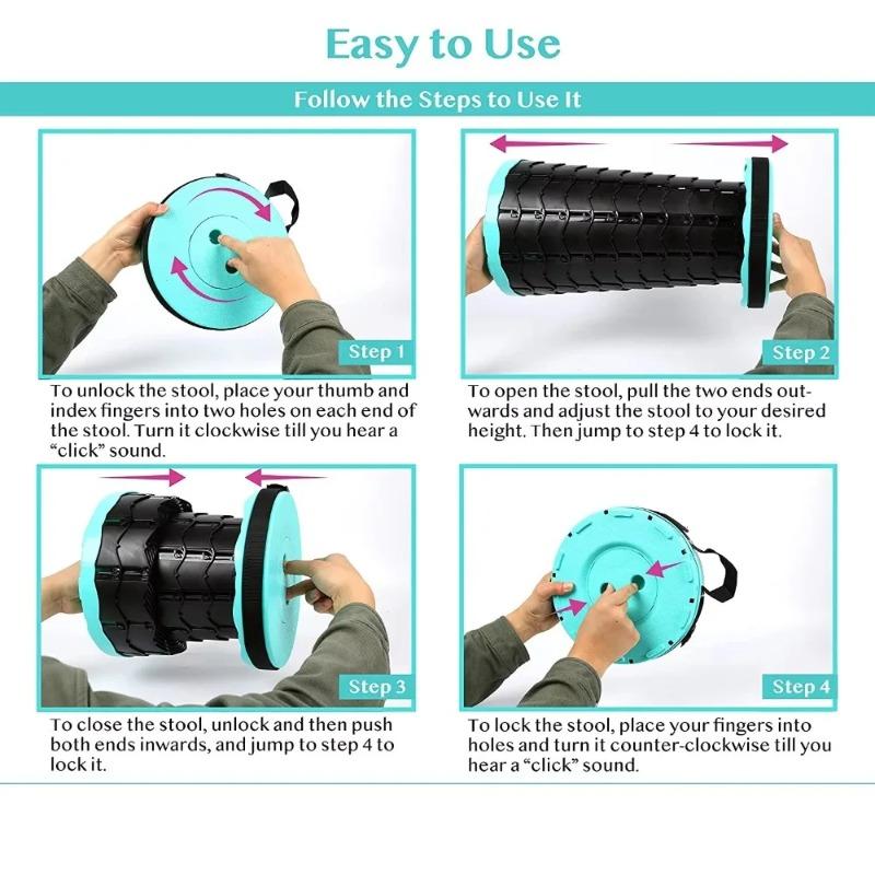 Teleskopowe krzesło wędkarskie z regulowaną wysokością, przenośne i składane plastikowe siedzisko do użytku na zewnątrz do wędrówek, wędkarstwa