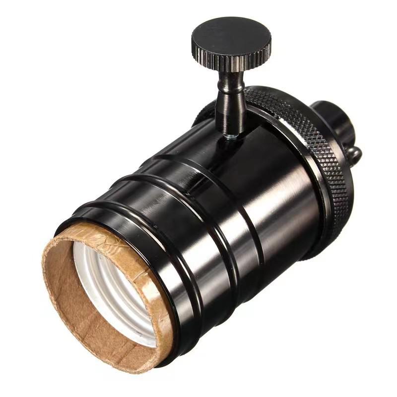 Retro aluminiowy uchwyt lampy z miedzianym przełącznikiem obrotowym E26/E27
