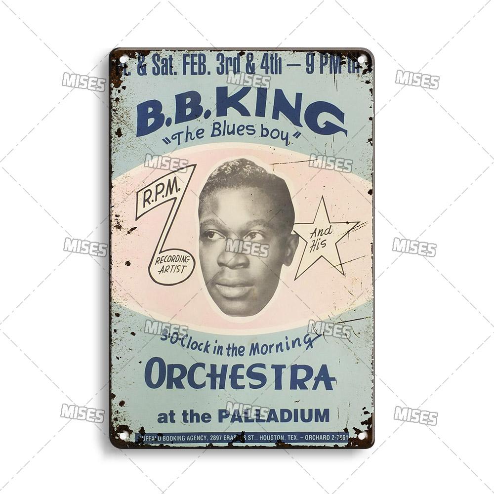 DORA Tin Sign MISES KING OF THE BLUES BB King Metal Poster Classic Metal Sign Wall Plate Home Garden Cafe Industrial Decor Old Metal Plaque