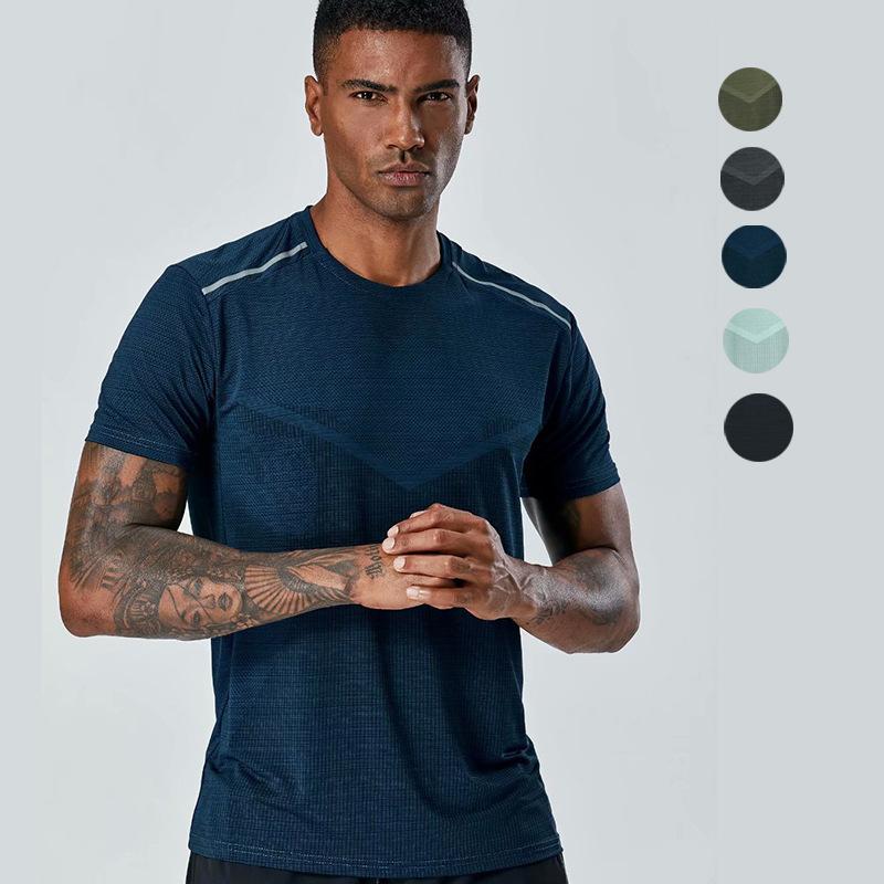 Men's Summer Thin Short-sleeved Quick-drying Breathable Sportswear Casual Knitted Top Running Clothes Training Fitness Clothes