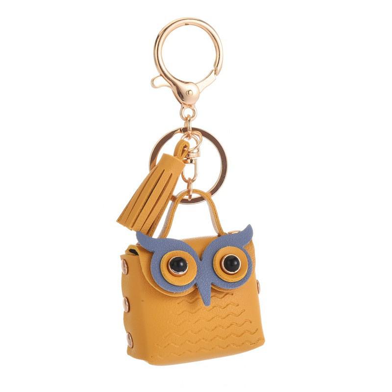 Trendy Leather Owl Coin Purse & Keychain - Cute Bag Charm & Couple's Pendant