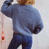 Autumn and Winter New Women's Solid Color Casual Shirt Round Neck Lantern Sleeve Short Knit Pullover Sweater Woman