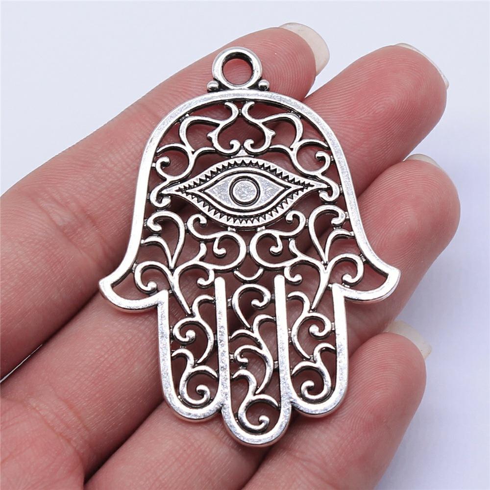 10pcs Charms Hamsa Hand Antique Silver Color Hamsa Hand Charms Pendants For Bracelets Lufthansa Hand Charms Wholesale
