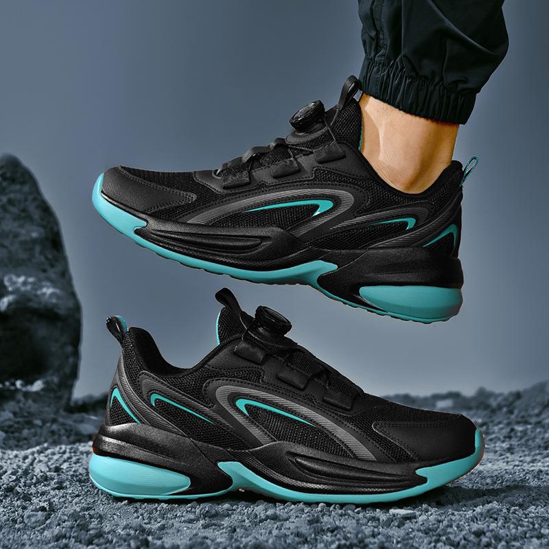 New Autumn Sports Casual Shoes, Breathable Mesh Men's Shoes, Rotating Buckle Anti-slip and Wear-resistant Running Shoes