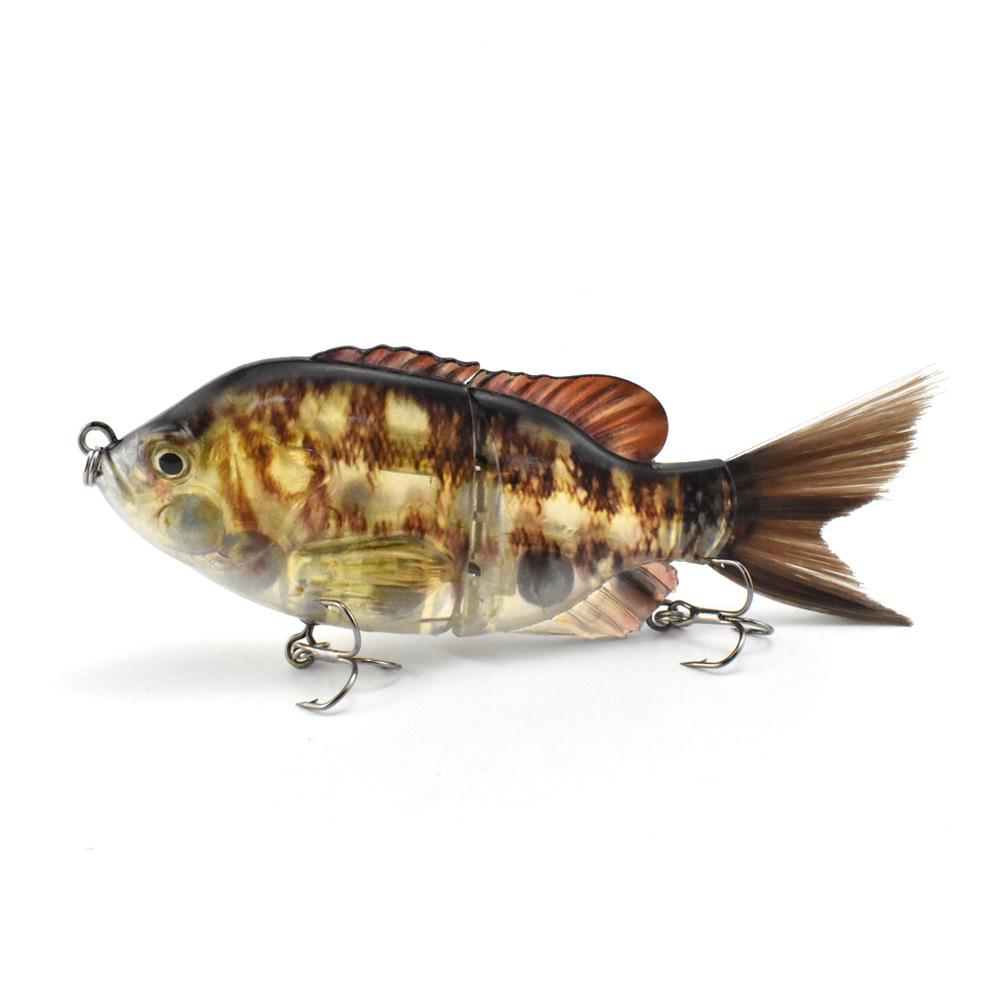 125Mm Plastic Silk Tail 2 Sections Sunfish Simulation Multi-Section Bait S Type Flexible Underwater Swimming Luya Bait