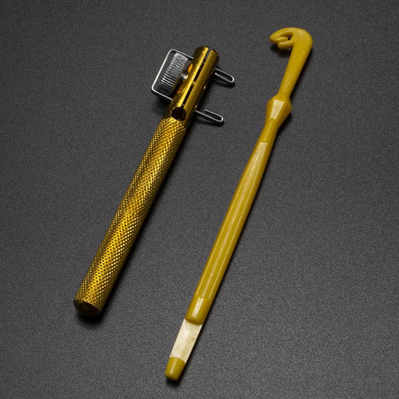 Golden Dual-Function Metal Knot Tying Tool - Portable, Manual, and Durable Aluminum Alloy Design
