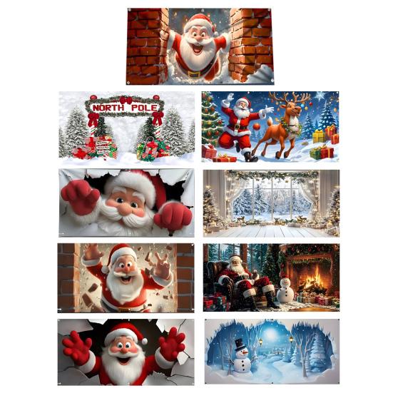 Christmas Background Cloth 480x210cm Large Holiday Party Backdrop for Wall Decor Easy Install Photo Booth Prop