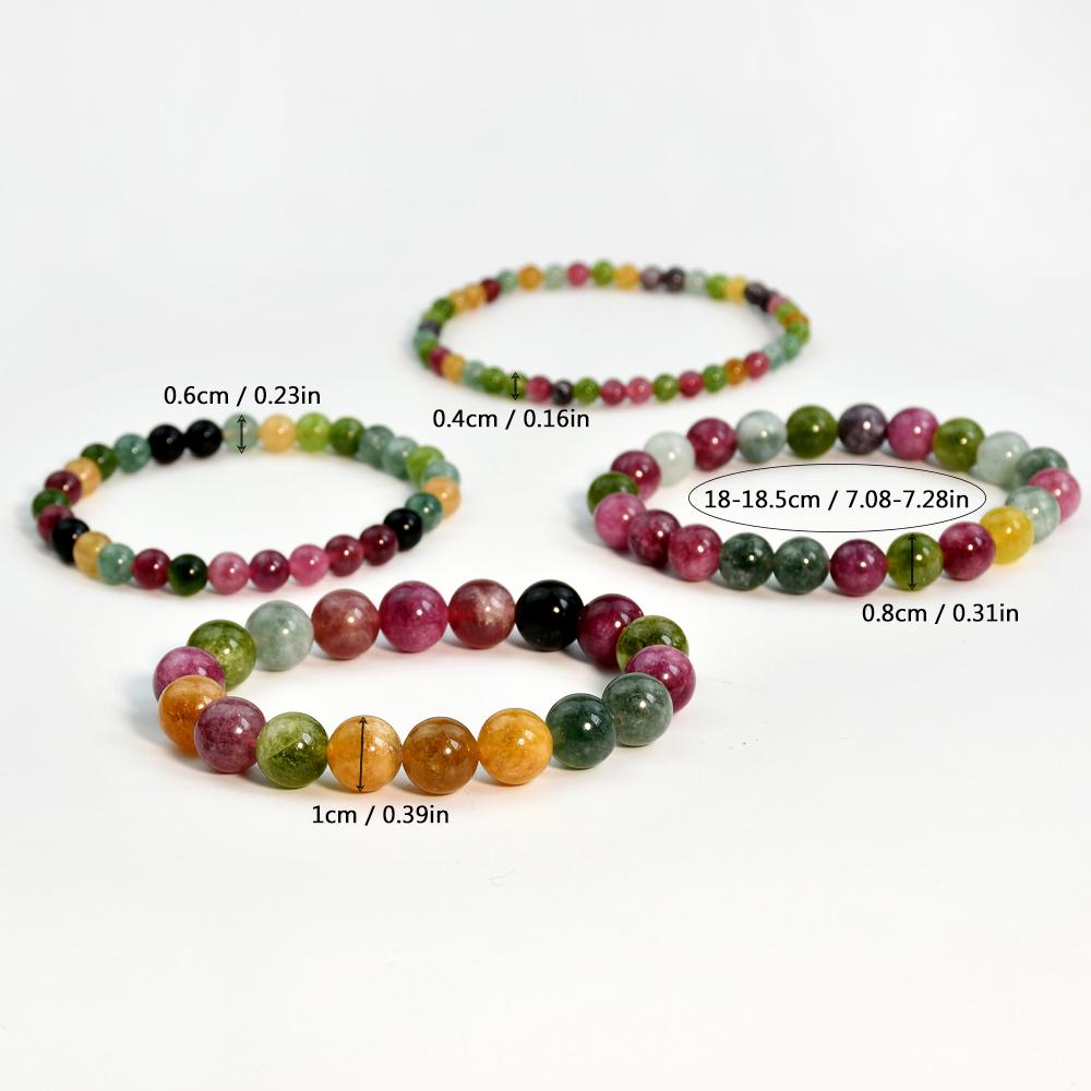 Bohemian Natural Stone Colorful Stone 4-10mm Elastic Bracelet Women's Sweet Trendy Vacation Handmade Zircon
