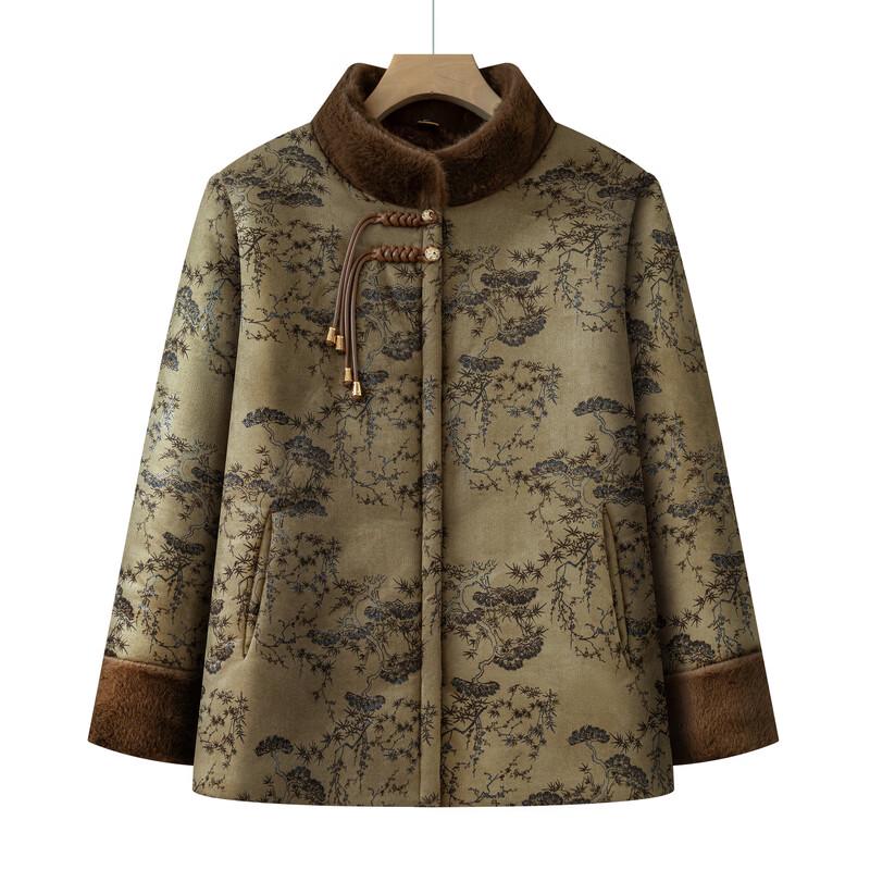 Women's Floral Embroidered Winter Fleece-Lined Padded Jacket