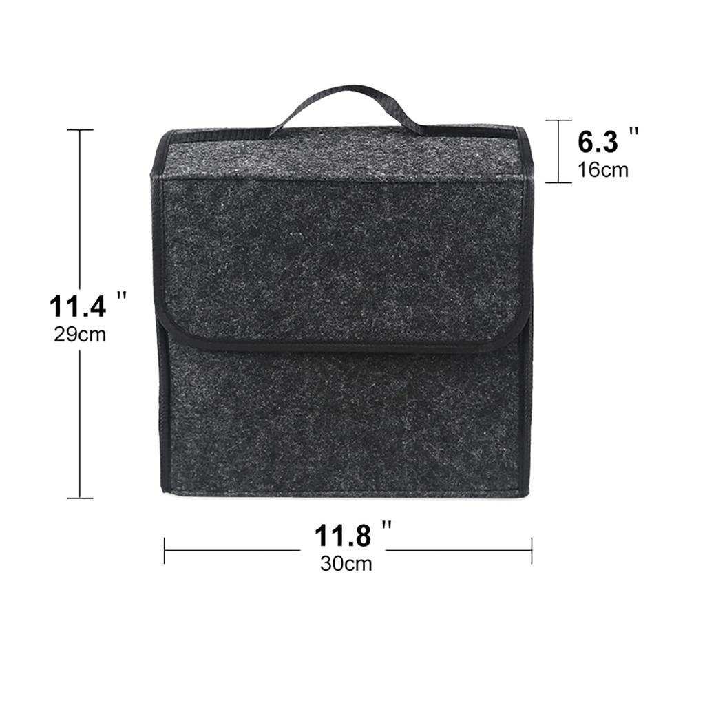 Multifunctional Car Trunk Storage Made of Felt Material with Dark Gray Box, Foldable, Non-Slip Handles, High-Quality Texture, (301629cm)
