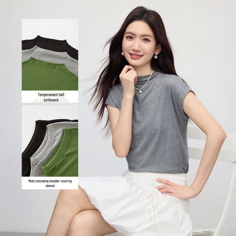Women s Half-High Collar Fly Sleeve T-Shirt XL
