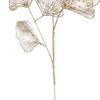 (Warehouse Folded Shipping) 68CM Simulation Plastic Mesh Pattern 3 Forked Golden Fan Shaped Ginkgo Leaf (White and