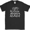 Cats Welcome Human Tolerated T-Shirt Funny Kitten Animal Pet Humor Gift Tee