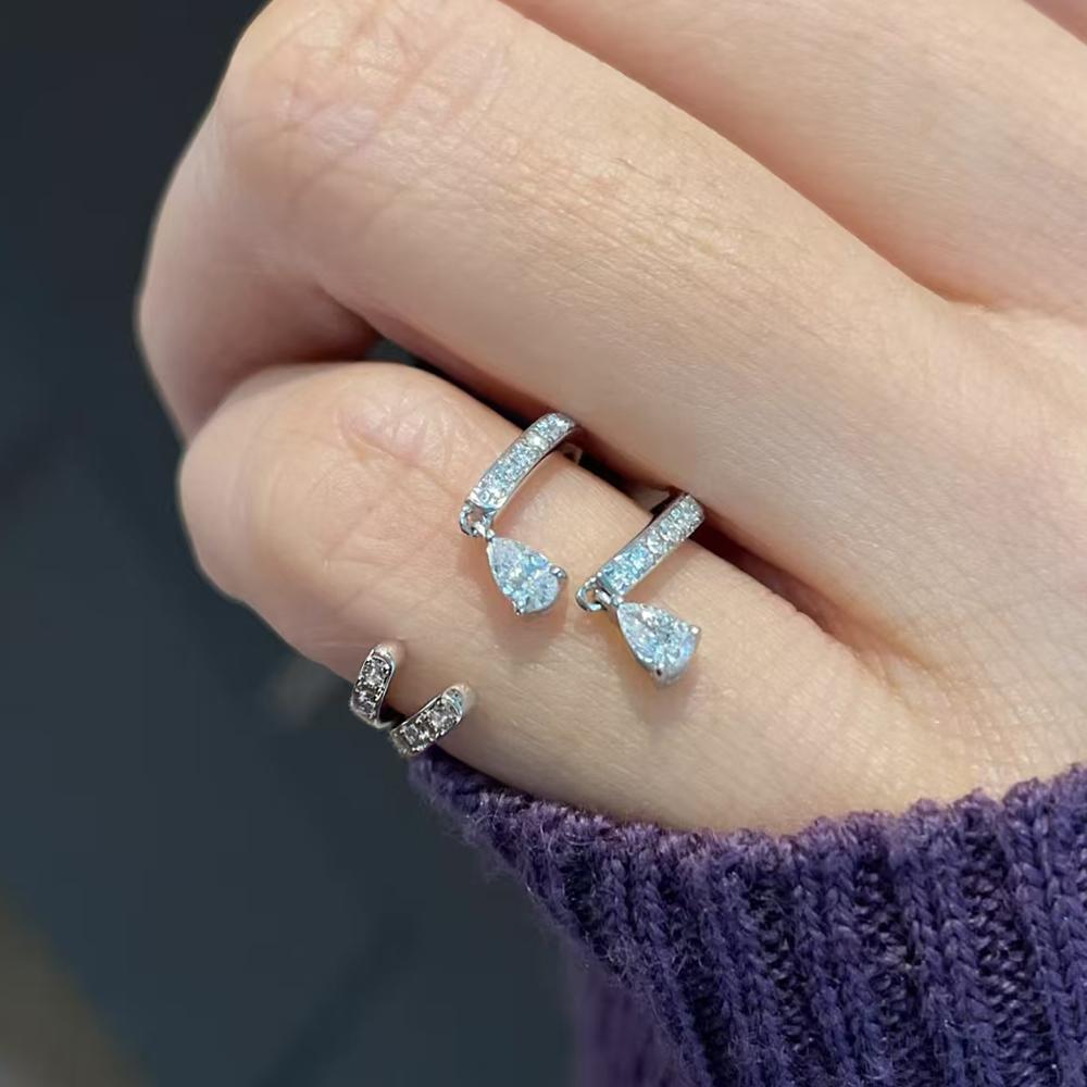4x6mm Pear Cut All Moissanite Ring for Women CopperWaterdrop Swing Tail Ring Full Eternity Band Party Jewelry Gift