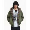 Blaexit Plaid Patchwork Shearling Collar Cotton Bomber Flight Jacket for Men, Thickened for Winter