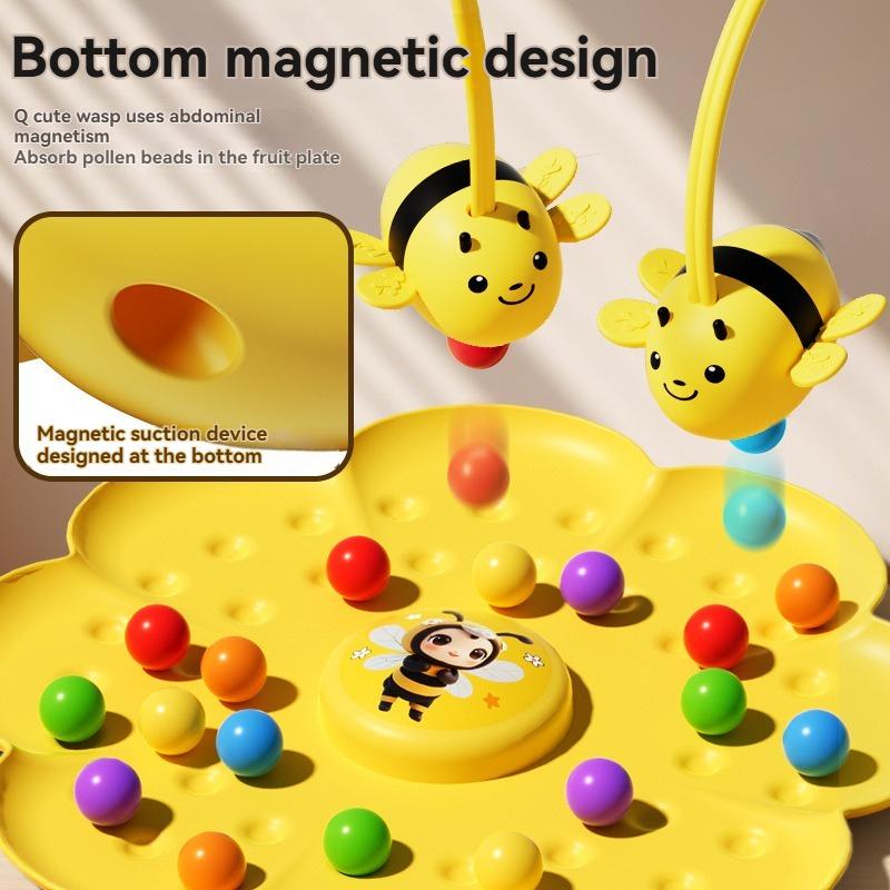 Magnetic Honey Bee Picking Beans Game Puzzle Bean Finshing Party Games Parent Child Interactive Toy for Kids Christmas Gift