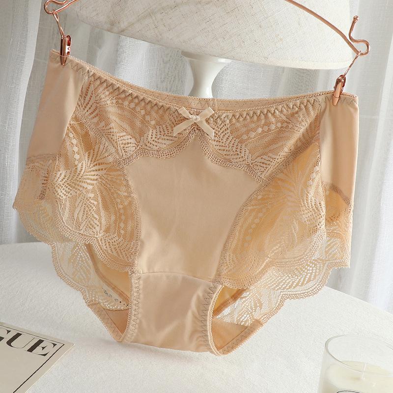 Sexy Damen-Unterwäsche in Übergröße, mittlerer Bund, nahtlos, mit Spitzenbesatz, atmungsaktiv - 200 Jin Dreieck-Slips