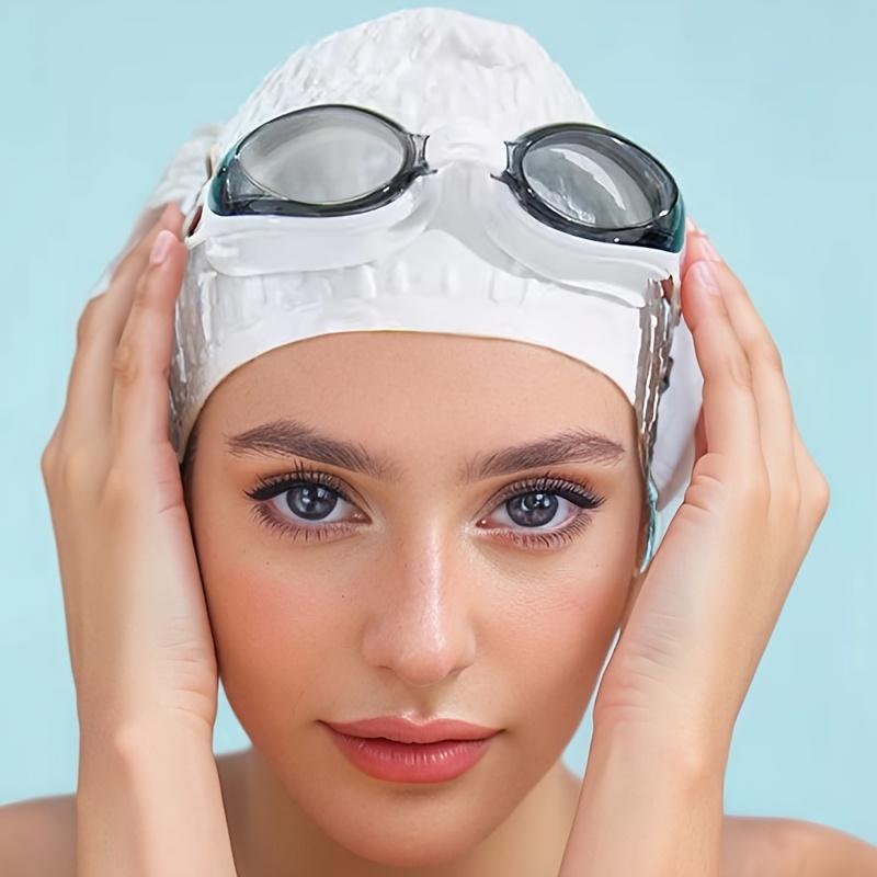 Silicone Swimming Caps Large Size Long Hair Ear Protection Swim Caps For Unisex Elastic Pure Color Swimming Cap Pool Accessories