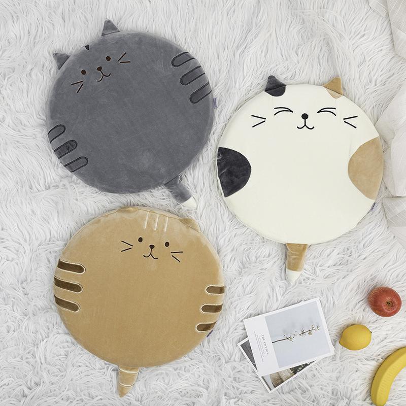 Cartoon Futon Mat Elastic Filling Fluffy Breathable Printing Dyes Round Cushion for Living Room