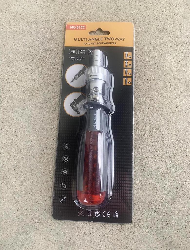 10-in-1 Multi-Angle Ratchet Screwdriver with Phillips/Flathead Bits & Chrome-Vanadium Steel