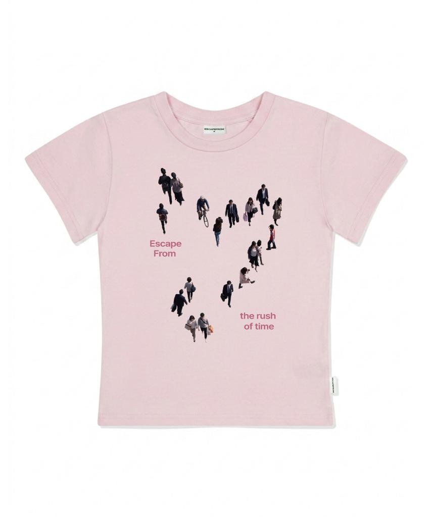 ESCAPEFROM Rush Of Time Print Slim Fit Short Sleeve T-Shirt Pink