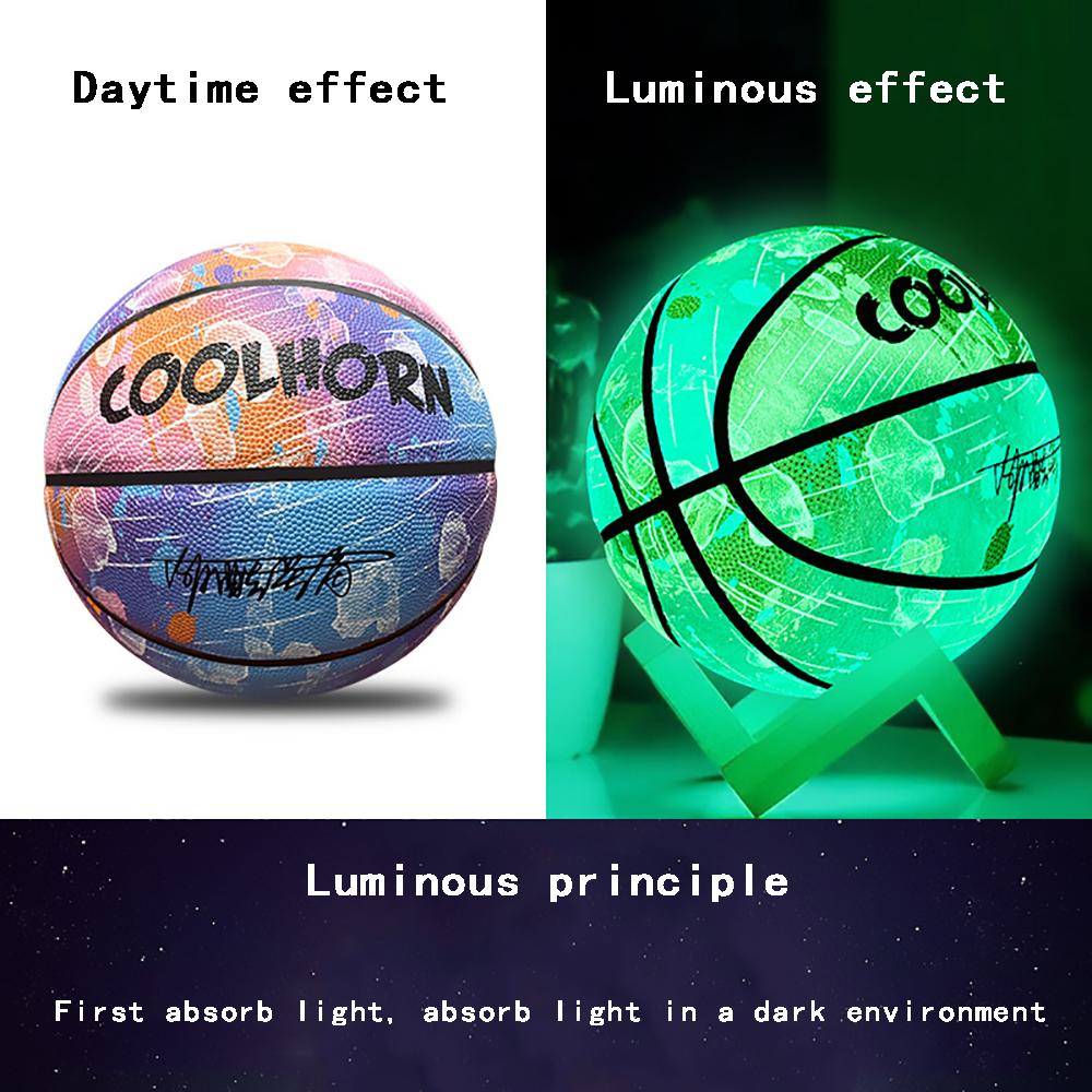 1pc Adult Size 7 Glow-In-The-Dark Basketball, Indoor Outdoor Dura Anti-Slip Streetball, Soft PU Leather Sports Equipment