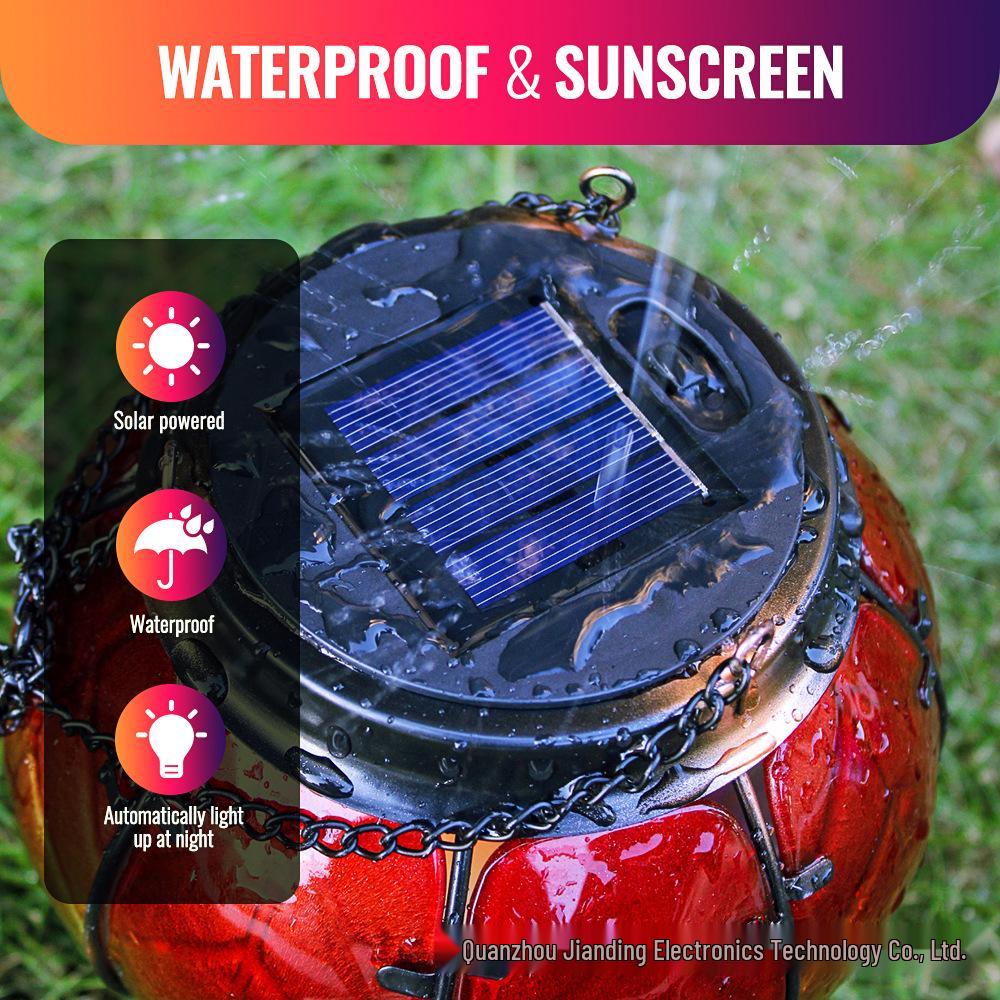 Solar-Powered Flickering Flame Hanging Lantern – Waterproof Hot Air Balloon Outdoor Light