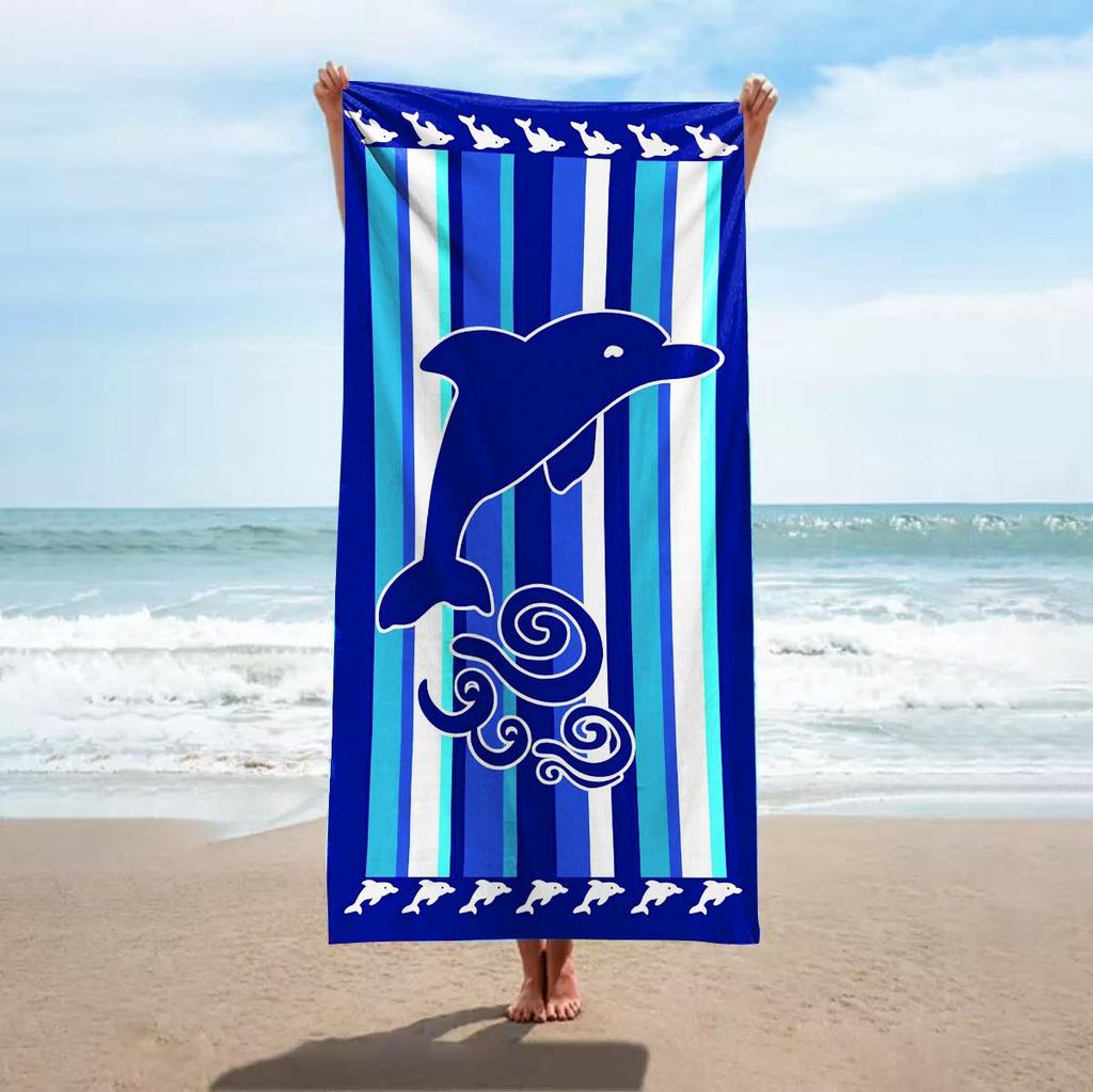 Colorful Vertical Striped Print Polyester Beach Towel Rainbow Quick Dry Bath Towel for Summer Swim Pool Vacation Sand Free